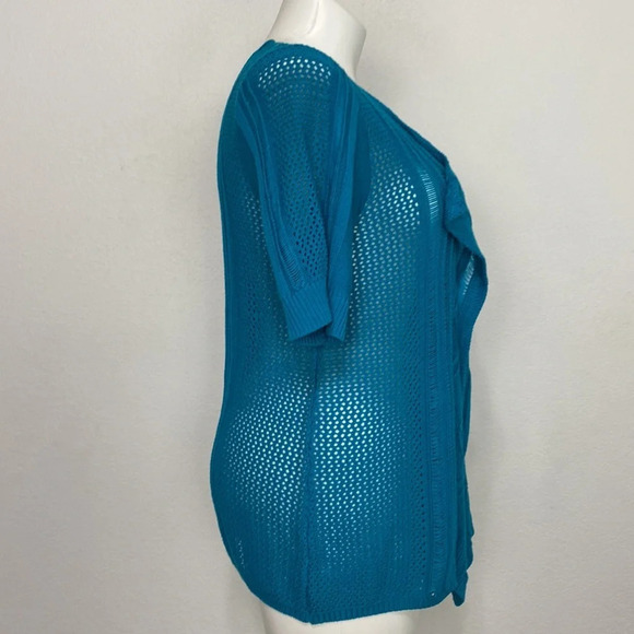 Draper’s & Damon's Short Sleeve Open Front Draped Waterfall Knit Cardigan Sz XL - Picture 4 of 6